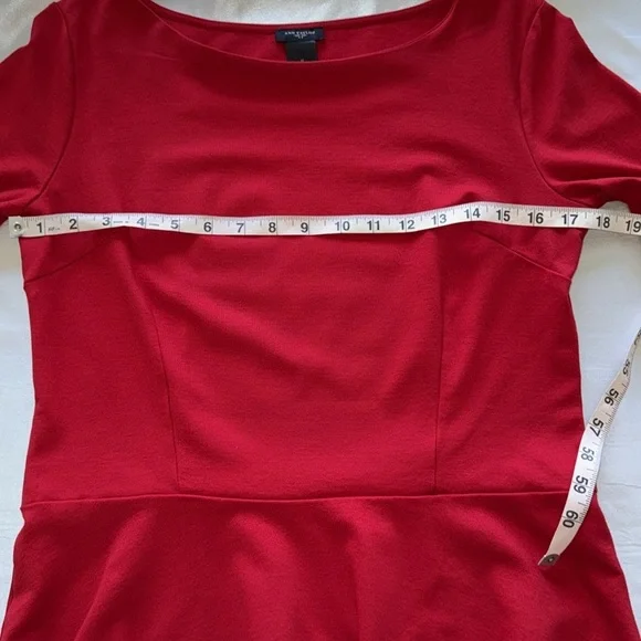 Ann Taylor Perfect Red Peplum Top Knit Pullover Fitted Stretch 3/4 Sleeve Sz M - Picture 6 of 12